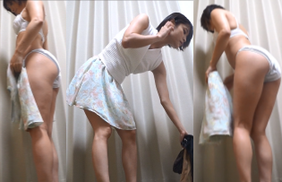 【着替え盗撮】黒髪ショートの美女の着替え盗撮！
