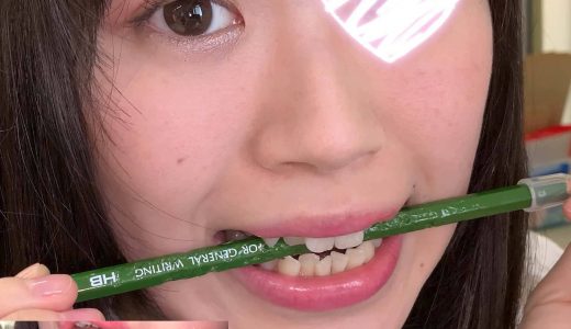 【個人撮影】新米エレベーターガールのカブセ銀歯と鉛筆かじり　みどり【Y-154】