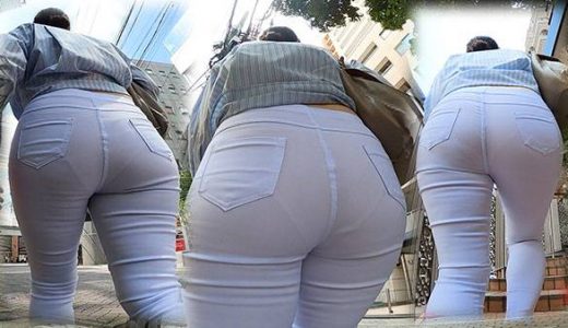 【FullHD】ホワイトジーンズ＋イエローＰでどうやっても喰い込み透ける爆尻