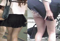 通学路粘り撮り、友達ダブルパンチラ＆チラ