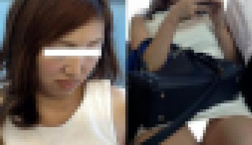 (電車対面）(顔出し)純白のミニタイトワンピで攻めるセレブな人妻さん…無防備にひろげちゃったお股を観察してみました!!