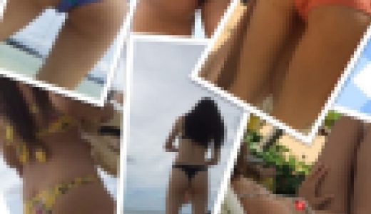プリっぷりのお尻??南国リゾートで肌露出し過ぎww??