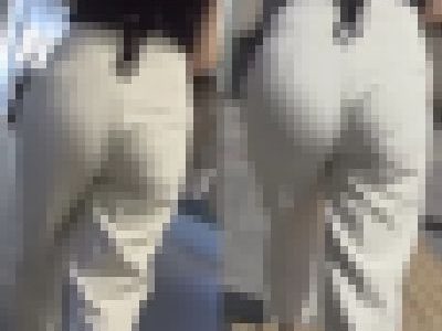 美＊パンティーライン通信＊タイトなハイウェストに張り出る巨尻?グラマーお姉さんのケツの動きに開いた口が塞がらない?