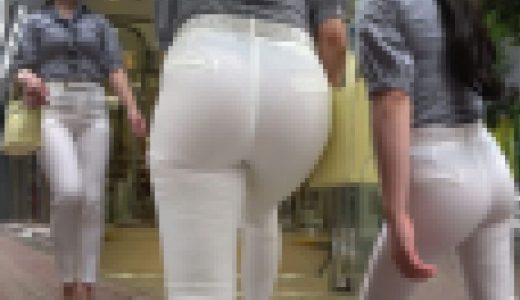 【高画質】新人清純OLの美巨尻！！レースパンティに包まれた尻肉の圧力が半端なく高級白パンがはち切れる寸前デス…