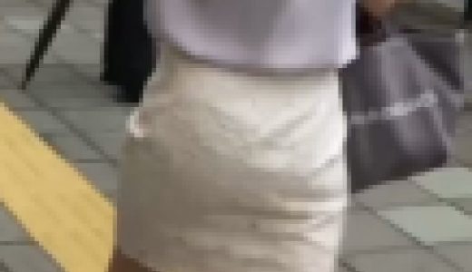 エレガント！白レースのタイトミニが揺れて透けてる？オシャレ銀座OLの甘美な後ろ姿♪