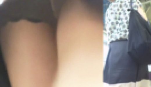 パンチラ盗撮 OLさん 黒パンツを階段で激写