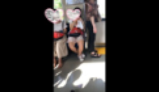 電車対面のミニスカに生足な女子3