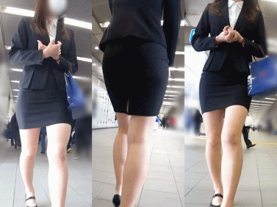 【働くオンナ】☆スリットスカート越しのムチケツ!!