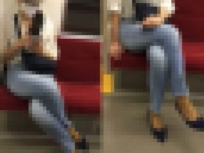 【対面フェチ】ピタパンデニムとパンプス。【脚・靴】