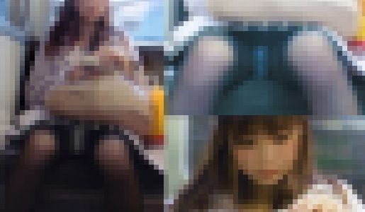 電車内美少女が見せたスケスケ黒スト越しのご褒美丸見えパンチラ