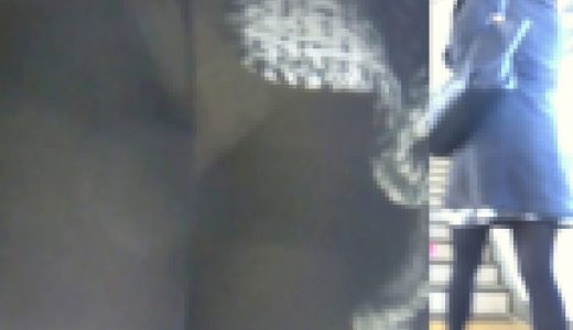 パンチラ盗撮 OLさん 白パンツが黒パンストに透けて