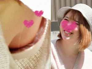 おっぱい狙いました。美化活動中に不届モノですみませんね　胸チラ