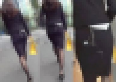 黒パンストの美人OLにぶっかけ悪戯