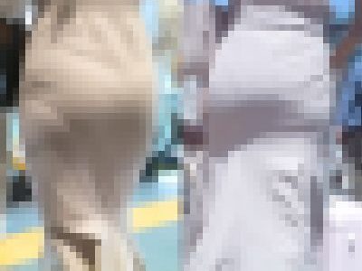 マキシ丈のタイスカを穿いた長身ギャル系お姉さん★美しいヒップラインの妖艶なデカケツにPライン現る?【2名】