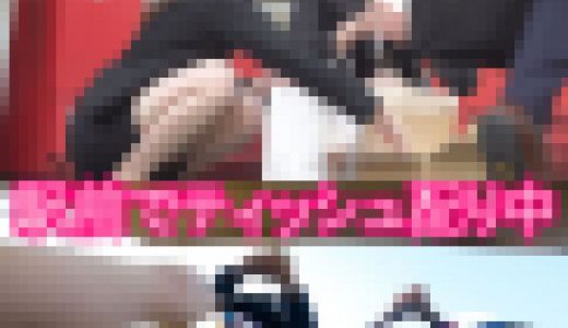 駅前で女性社員の同僚2人がティッシュ配りパンチラ