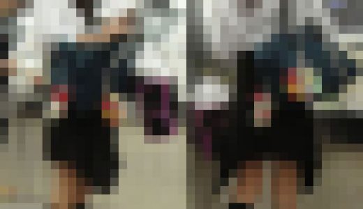 制服女子街撮り40 切符売り場にいるギャル