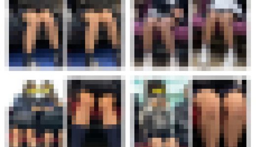 ４名のJK風制服私服美女のエロ過ぎる対面ミニスカ生脚444