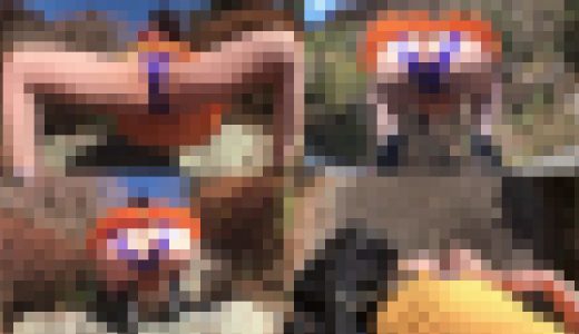 ?野外露出?デカ尻見せつけ?穴あきパンティ?