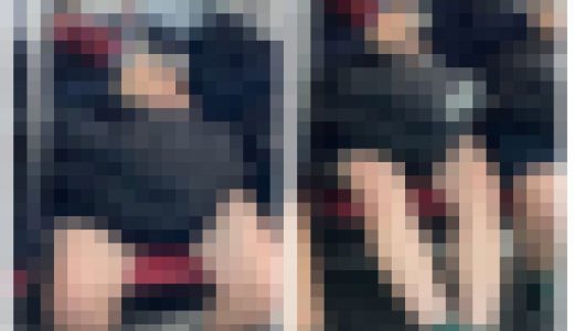 大胆に生脚を披露するJK風制服美女の対面エロ過ぎるミニスカ生脚448