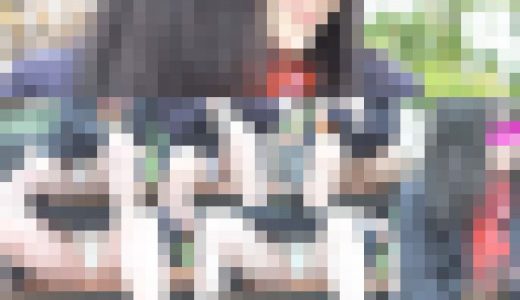 【JK座り込み盗撮】花柄ステッチパンツ・3人組座り＆歩きパンチラ
