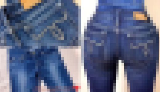 【FHD 動画】美モデル★マウジーデニムで着衣フェチ撮影！ピチピチジーンズW尻コキ付き