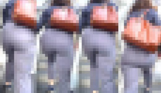 完熟した爆裂ヒップ降臨！肉厚な熟尻をムニュらせつつ半ケツパンティラインで♂を無差別誘惑！ 下品なスラックス奥様 編